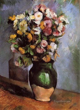  flores obras - Flores en un tarro de olivos Paul Cezanne